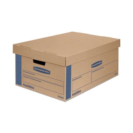 MOVING & STORAGE BOXES, LARGE, HALF SLOTTED CONTAINER HSC, 24inX15inX10in, BROWN KRAFT/BLUE, 8CT